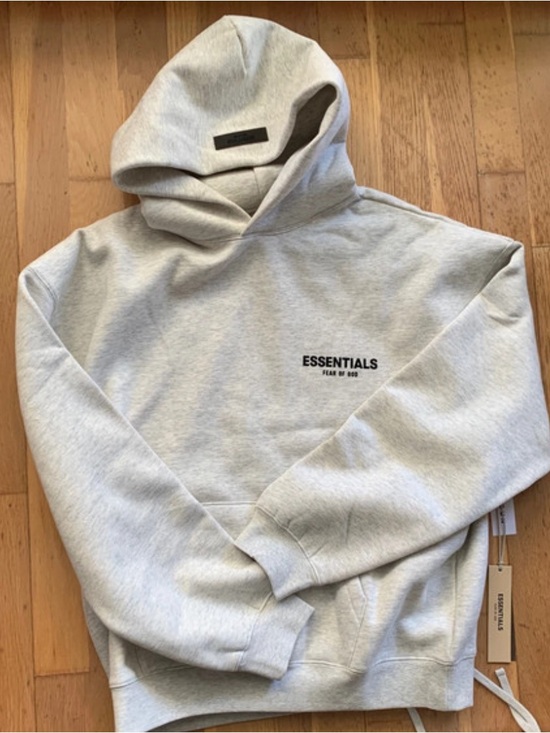 Essentials Other - Essentials Light Gray Pullover Hoodie with Leather Logo Patch